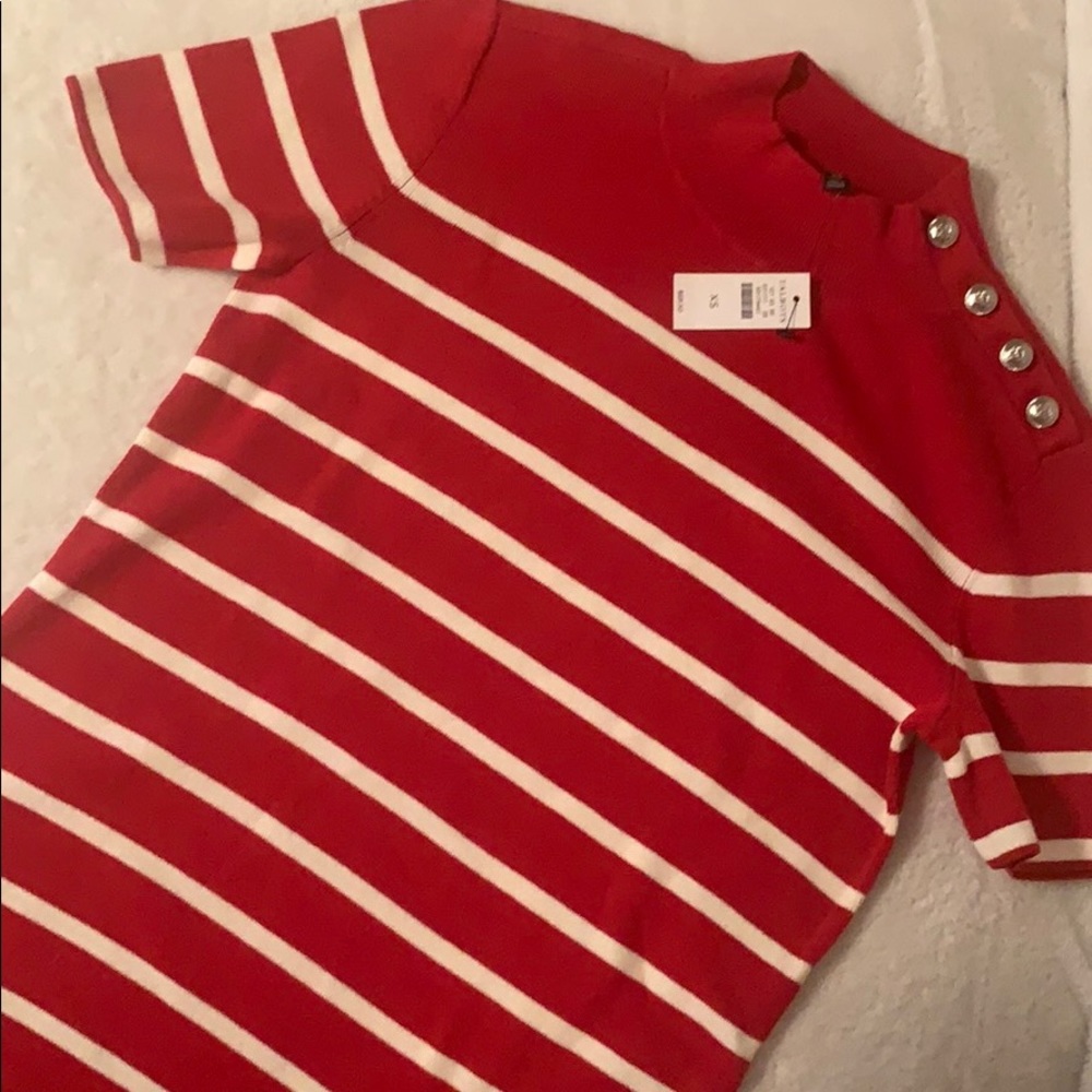 Talbots red and white sweater NWT